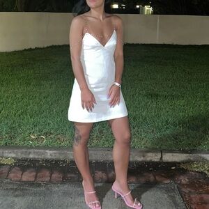 Zara White Mini Dress with Chain Straps